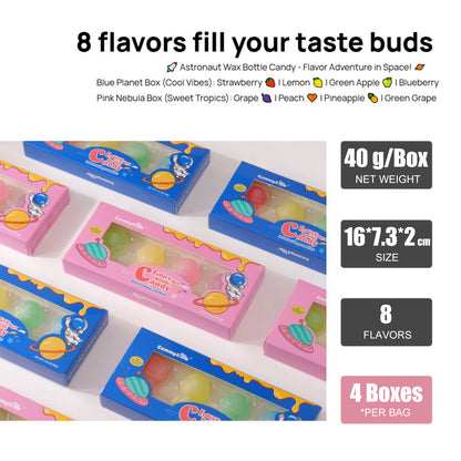 Gummyglow Chewy Astronaut Wax Bottle Candy Filled With Sweet Flavor Fun Shapes, Fruity Snacks for Old School Candy Lovers