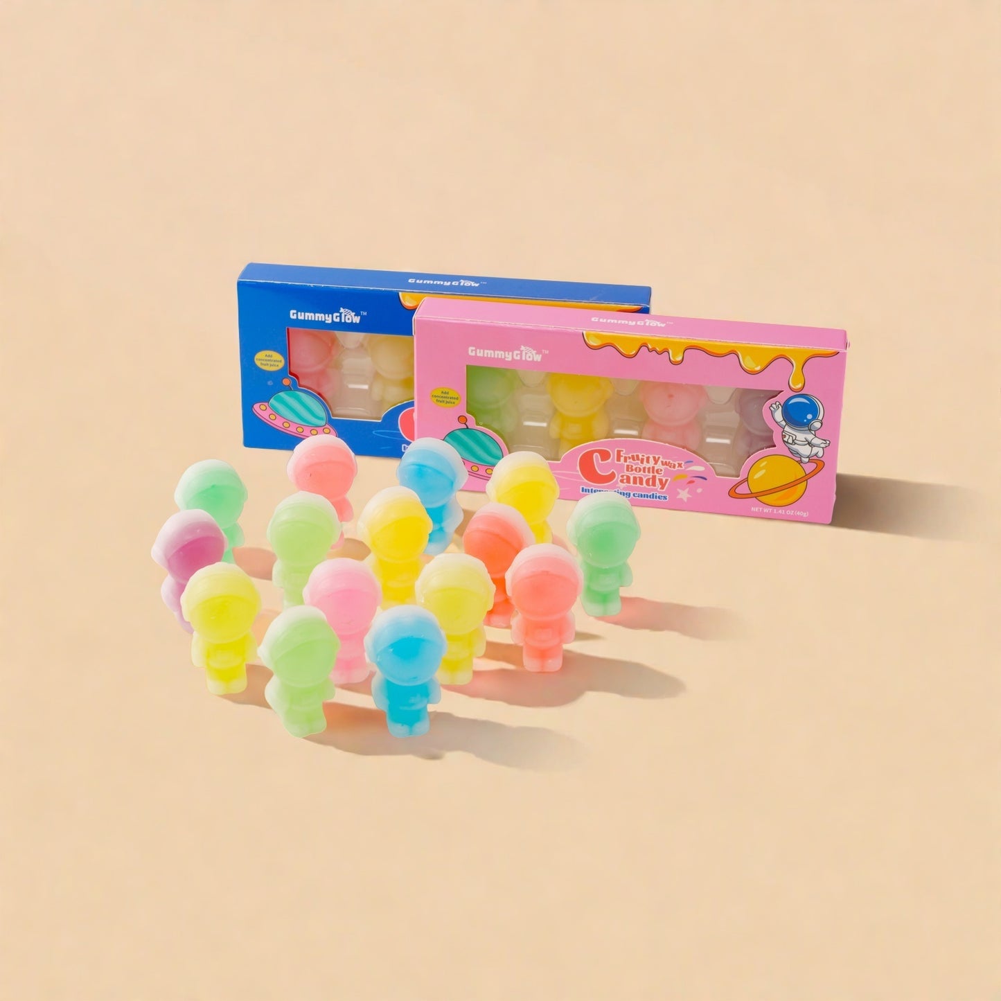 Gummyglow Chewy Astronaut Wax Bottle Candy Filled With Sweet Flavor Fun Shapes, Fruity Snacks for Old School Candy Lovers